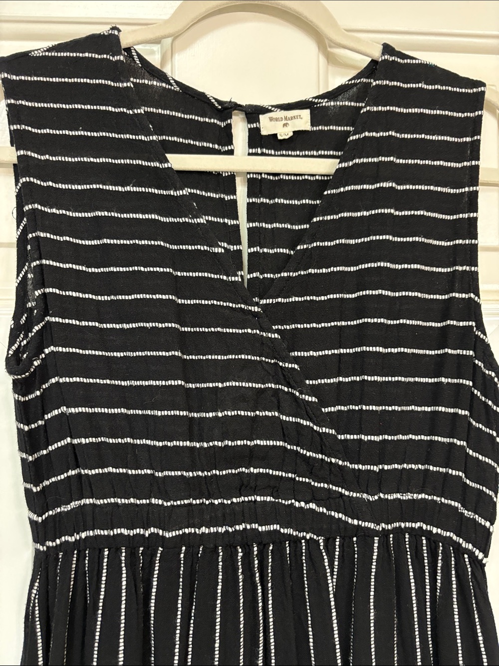 Cost Plus World Market Black and White Striped Maxi Dress